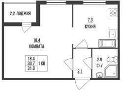 1 к.кв, Васнецовский пр-т, д.17, ЖК "Цветной Город"